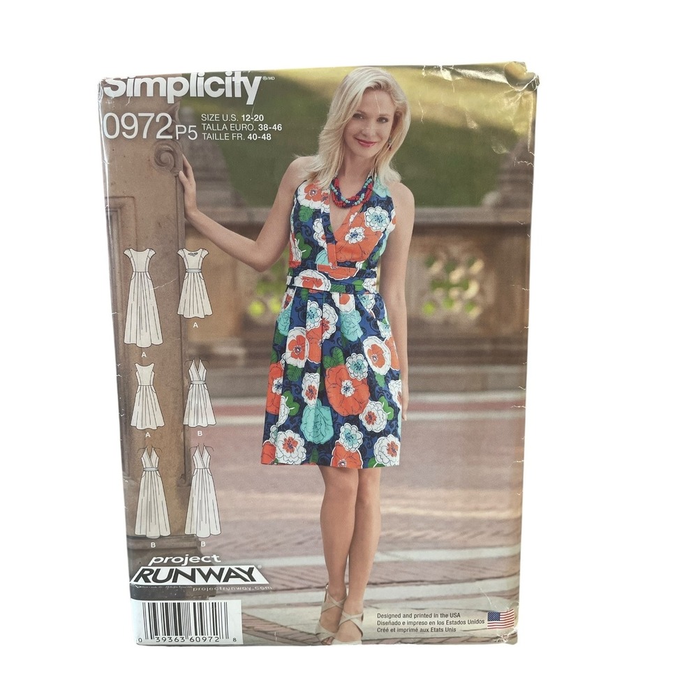 Simplicity 0972 Misses Dress Sewing Pattern Size 12-20 Project Runway UNCUT FF